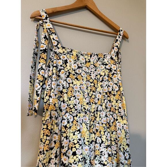 Sanctuary Size XL Ditzy Floral Tiered Maxi Dress Black Butter Yellow Daisy Print - Picture 6 of 14